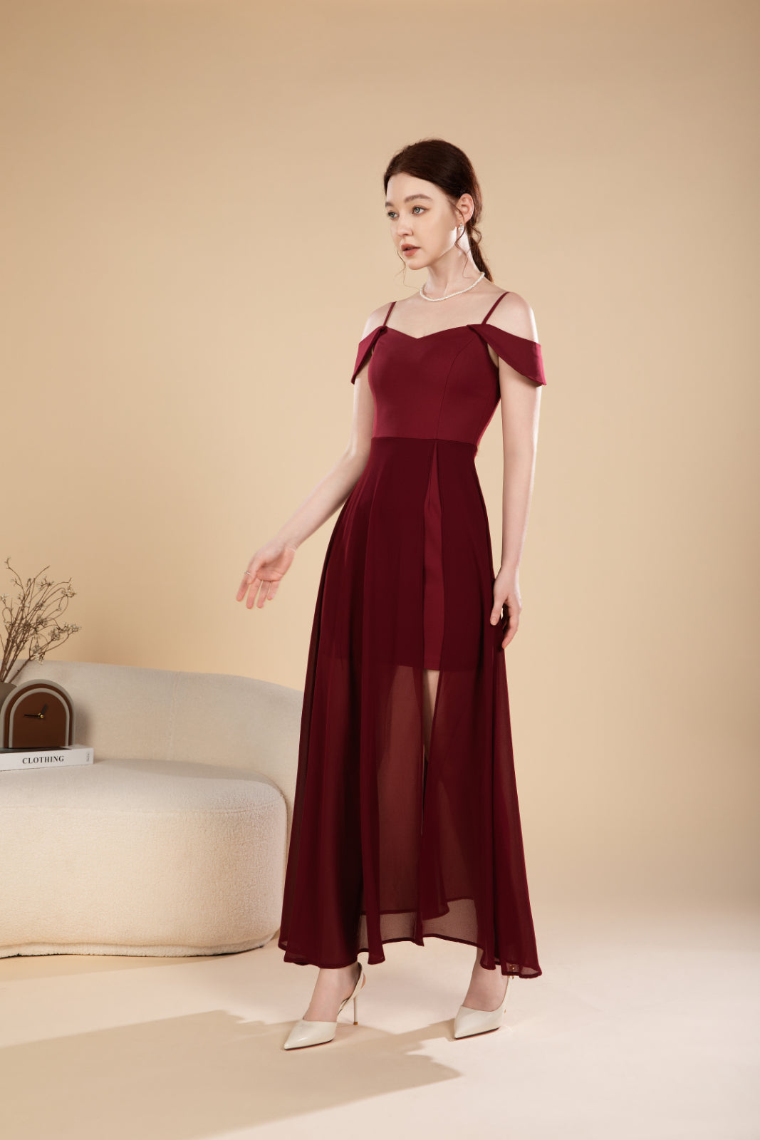 Nora Graceful Off Shoulder Maxi Dress