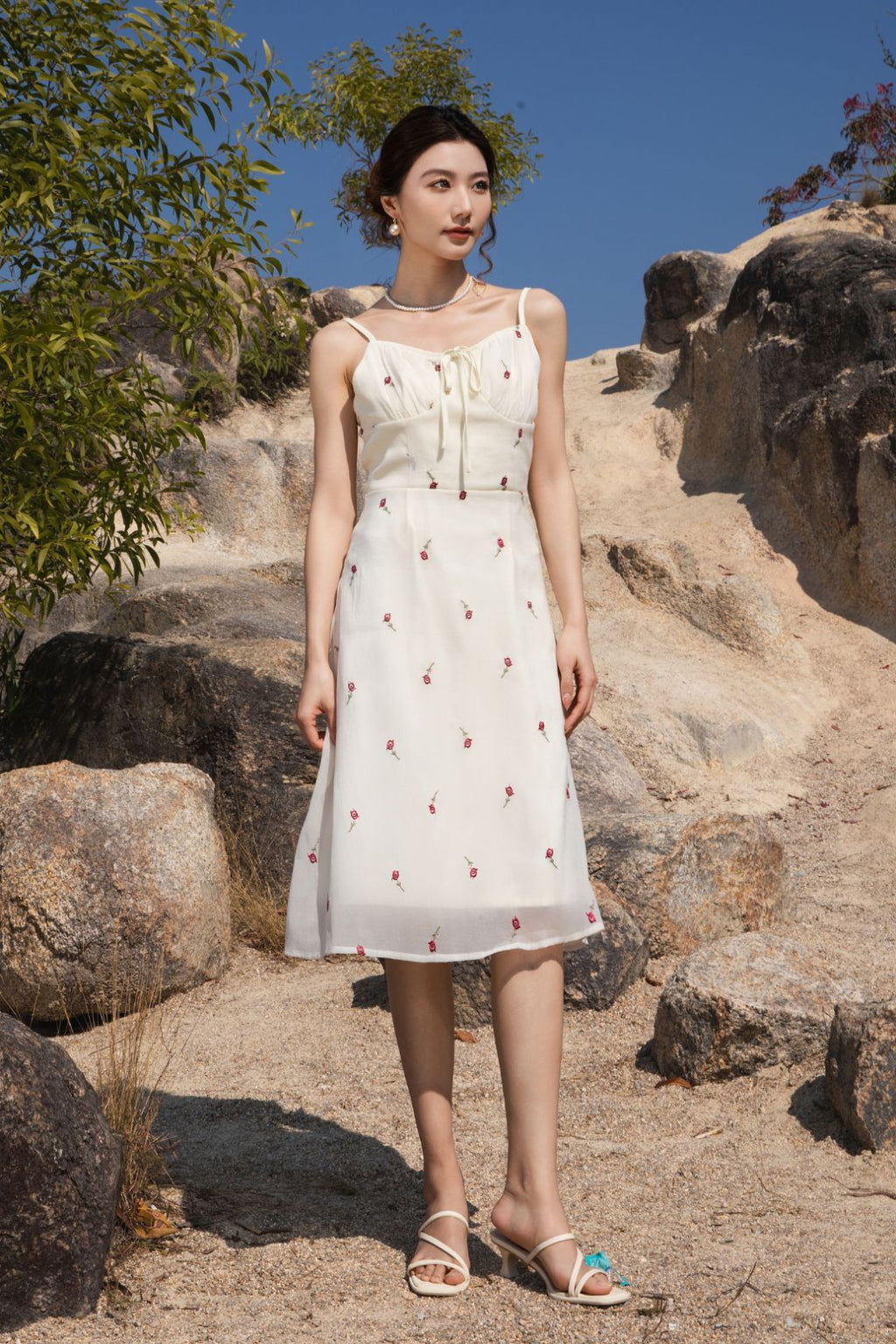 Xīn Yuè Embroidery Midi Dress