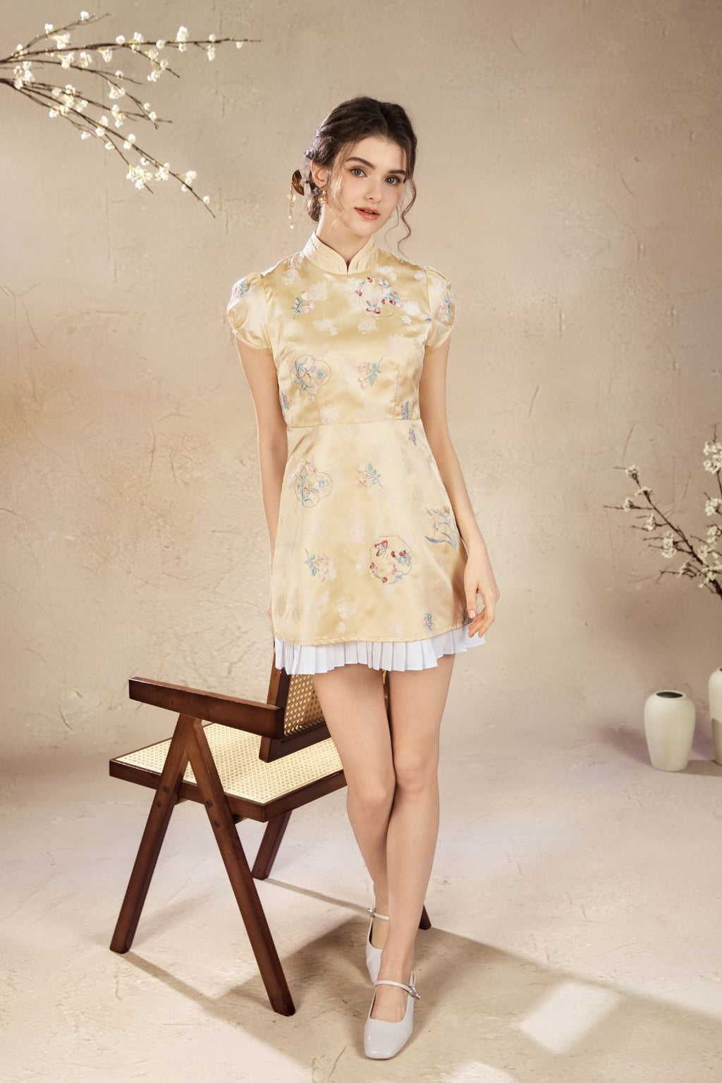 Rossie Grandeur Pleated Qi Pao