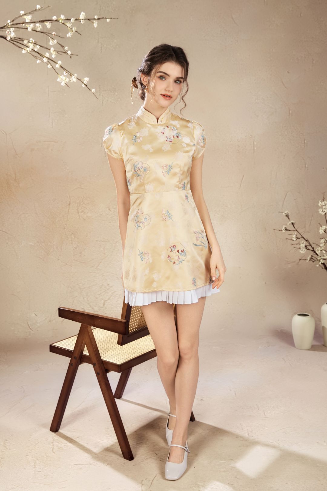 Rossie Grandeur Pleated Qi Pao