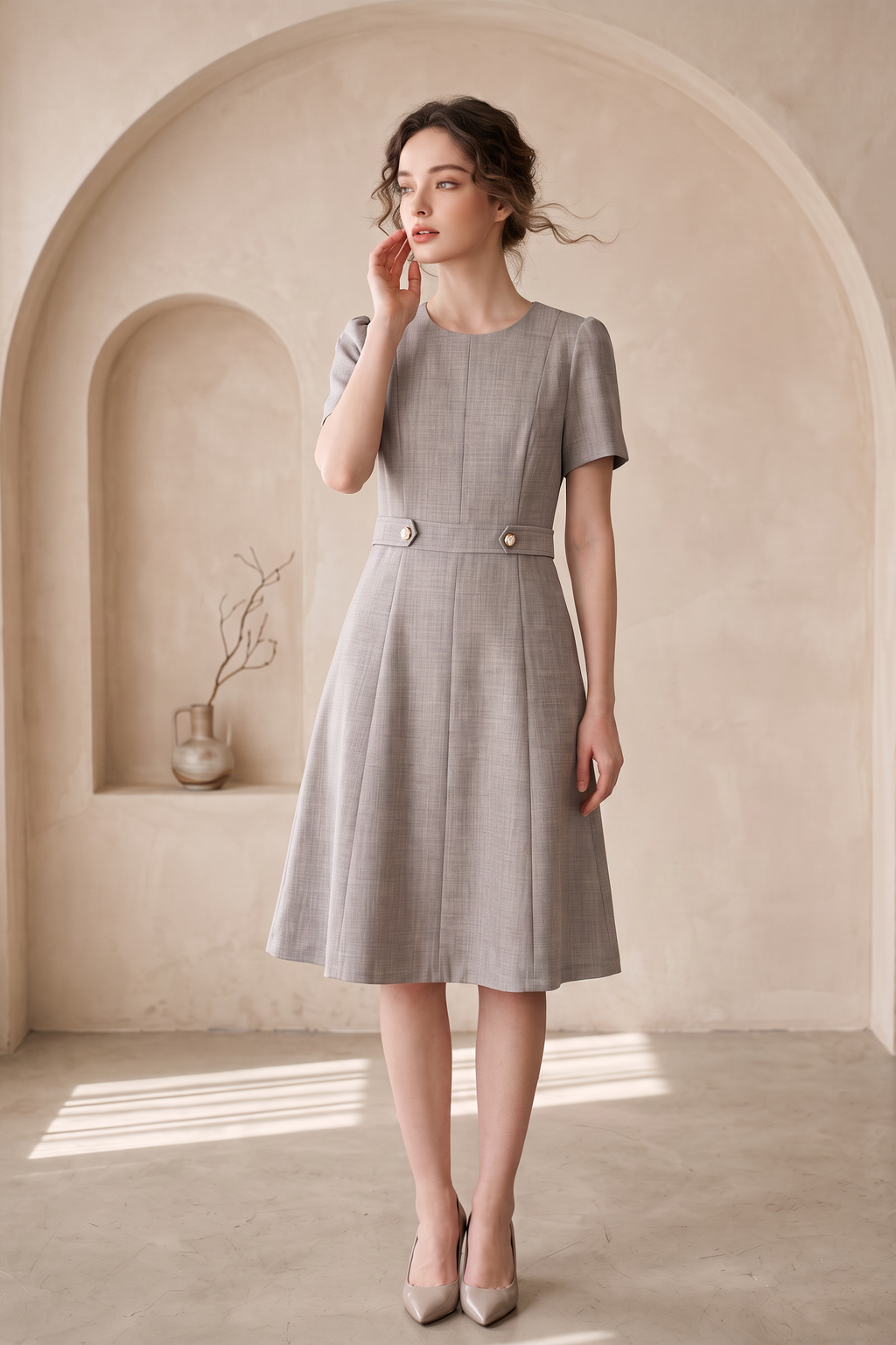 Adeline Belted Midi Dress