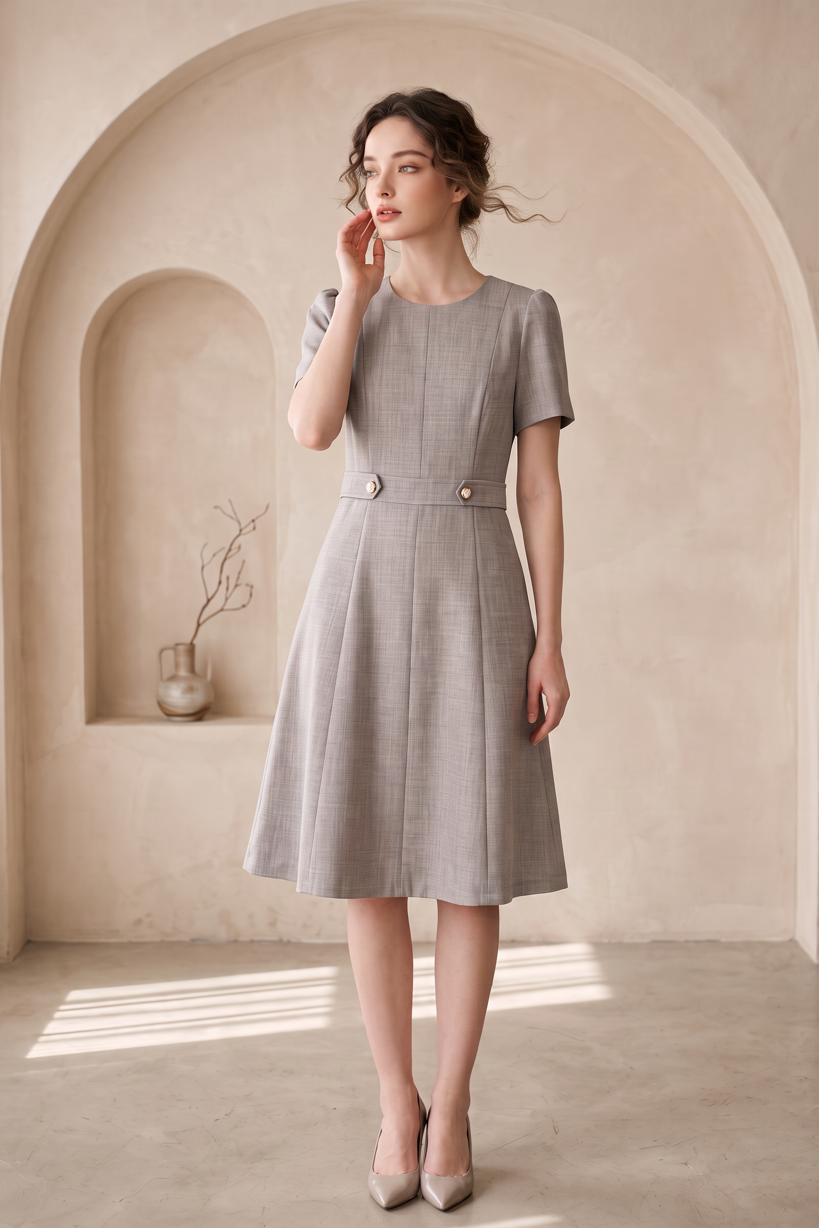 Adeline Belted Midi Dress
