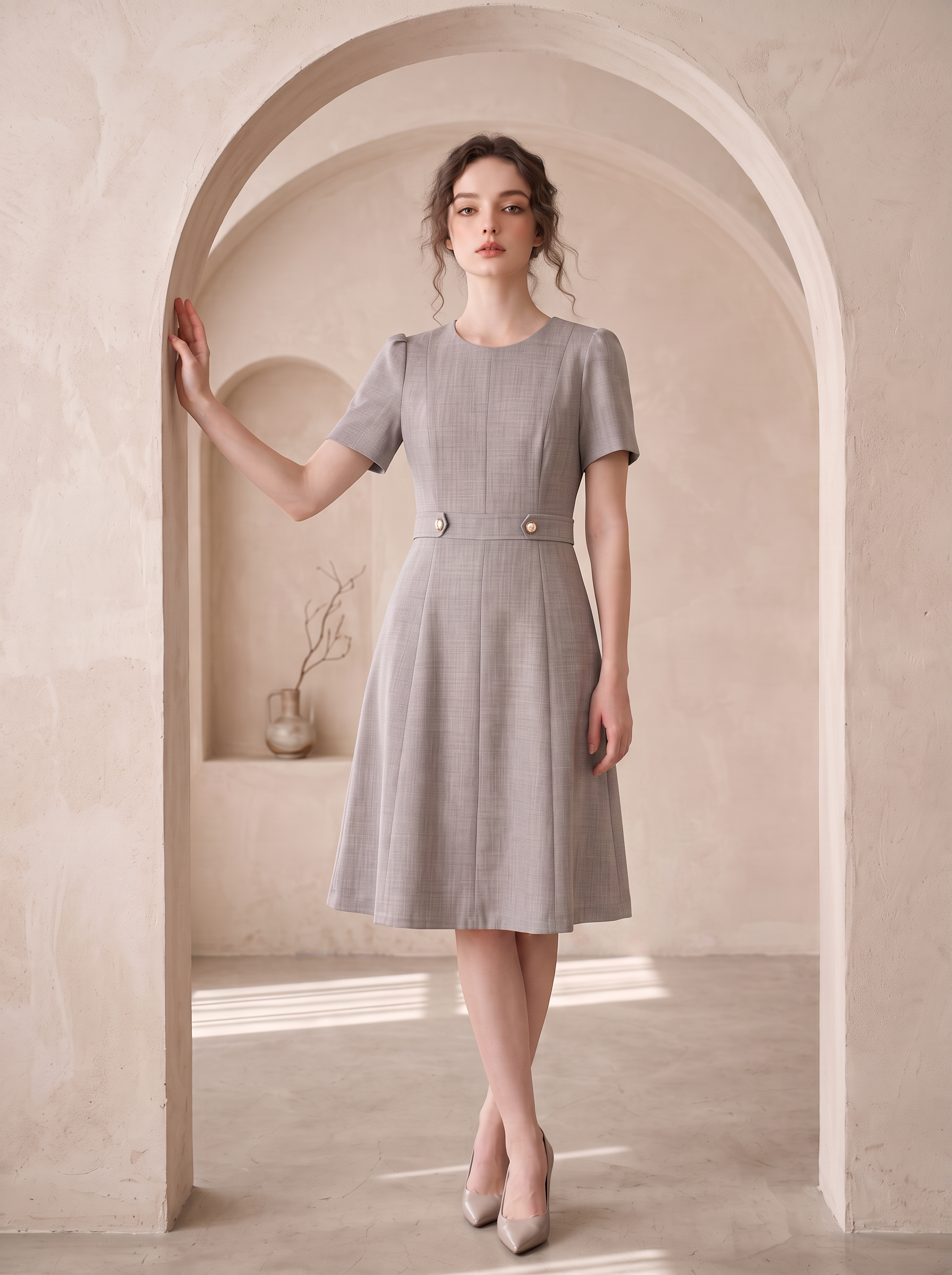 Adeline Belted Midi Dress