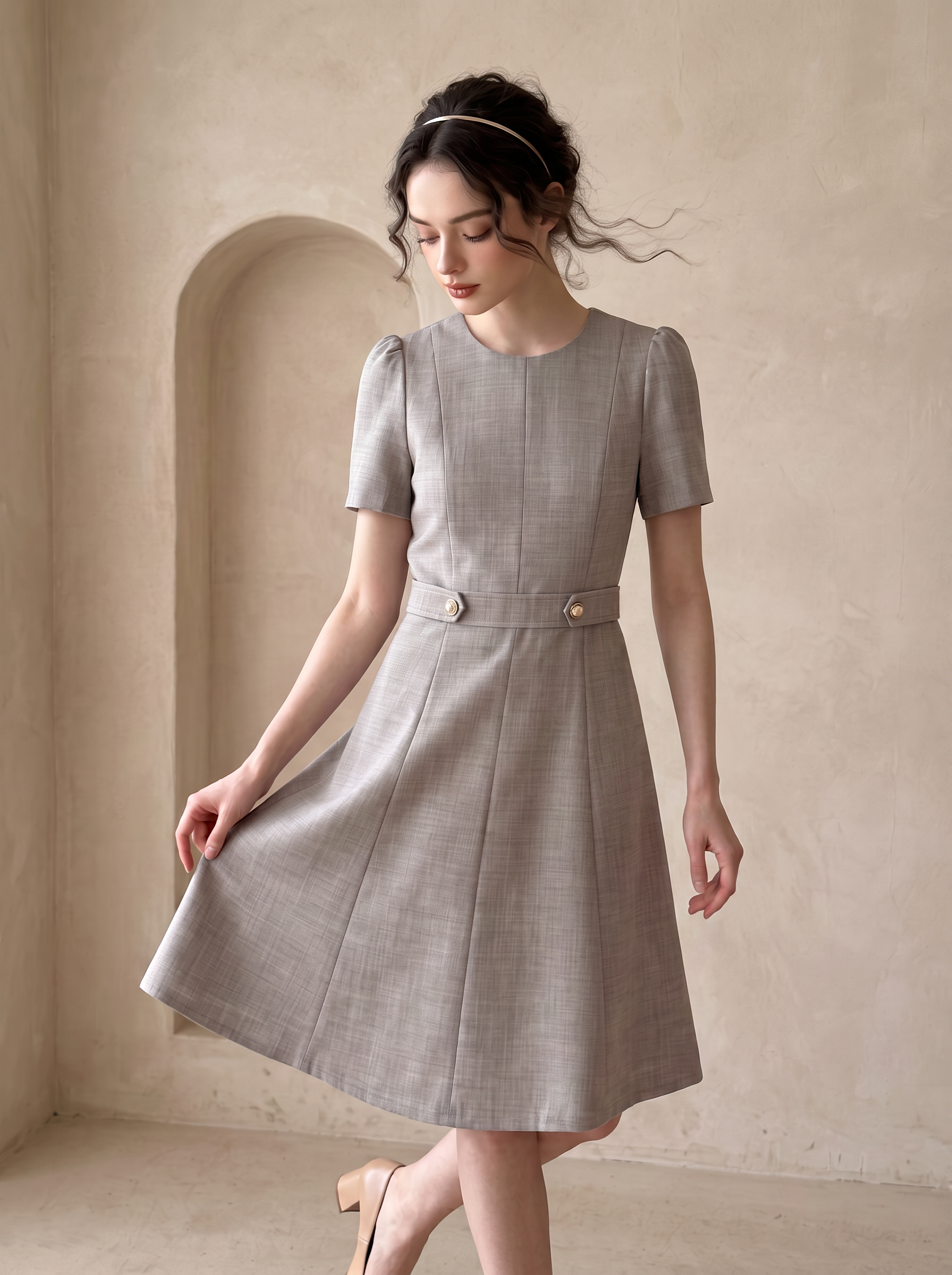 Adeline Belted Midi Dress