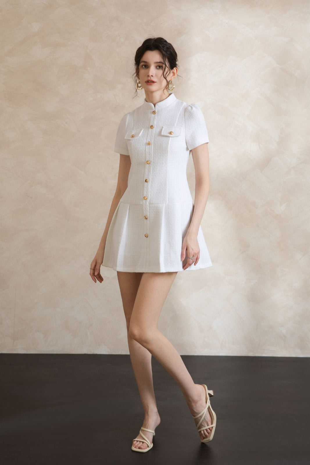 Elise Button Short Dress