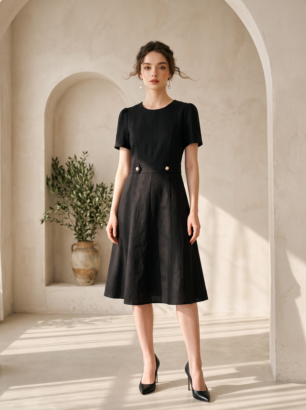 Adeline Belted Midi Dress