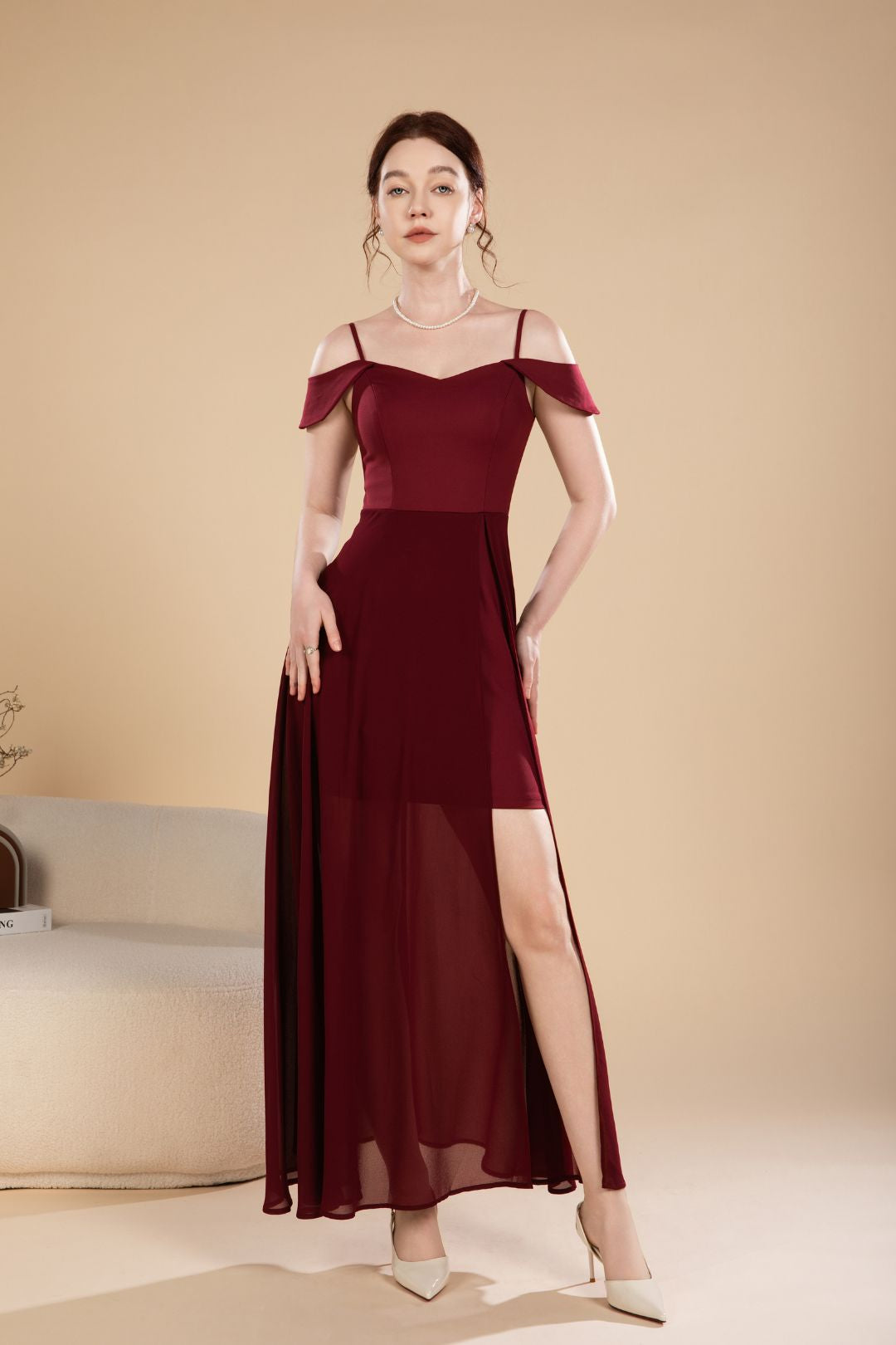 Nora Graceful Off Shoulder Maxi Dress