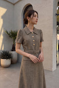 Mia Tweed Belted Midi Dress