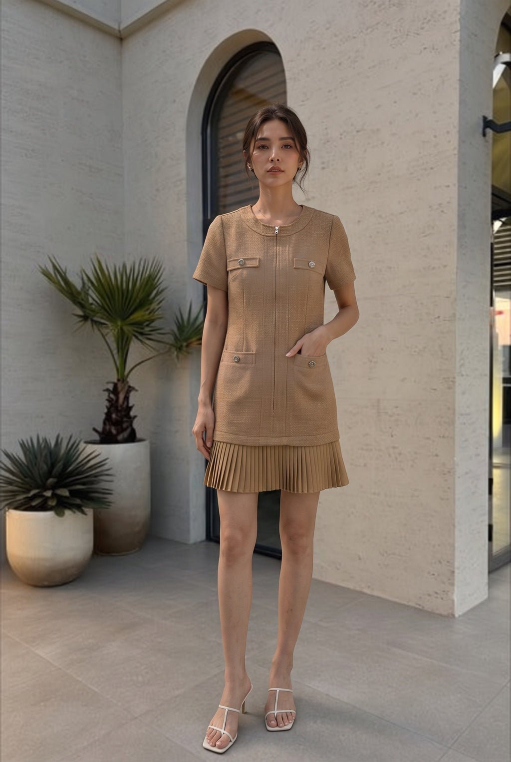 Mia Pleated Hem Short Dress