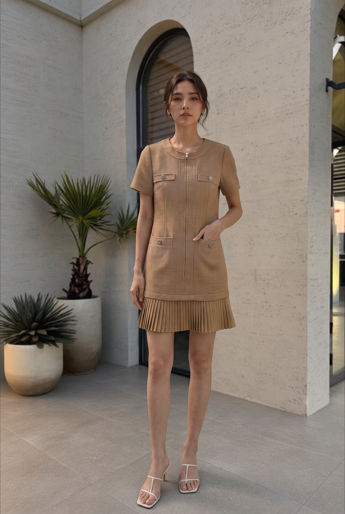 Mia Pleated Hem Short Dress