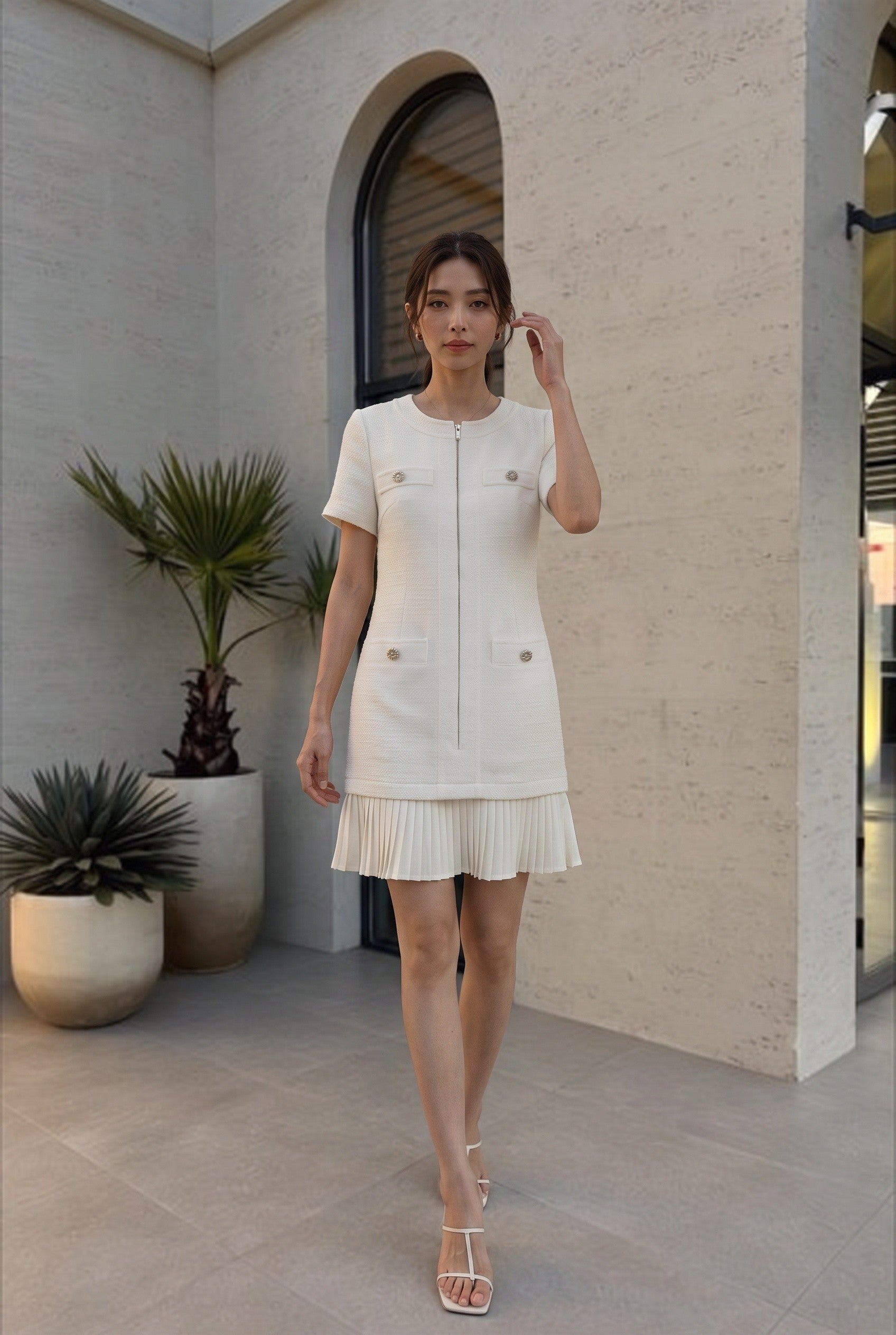 Mia Pleated Hem Short Dress