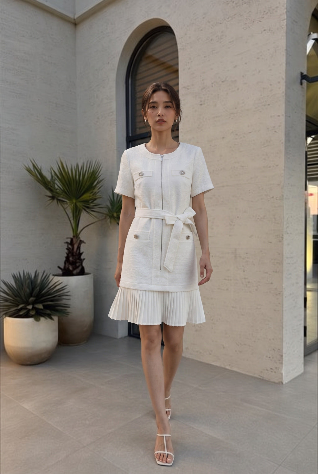 Mia Pleated Hem Short Dress