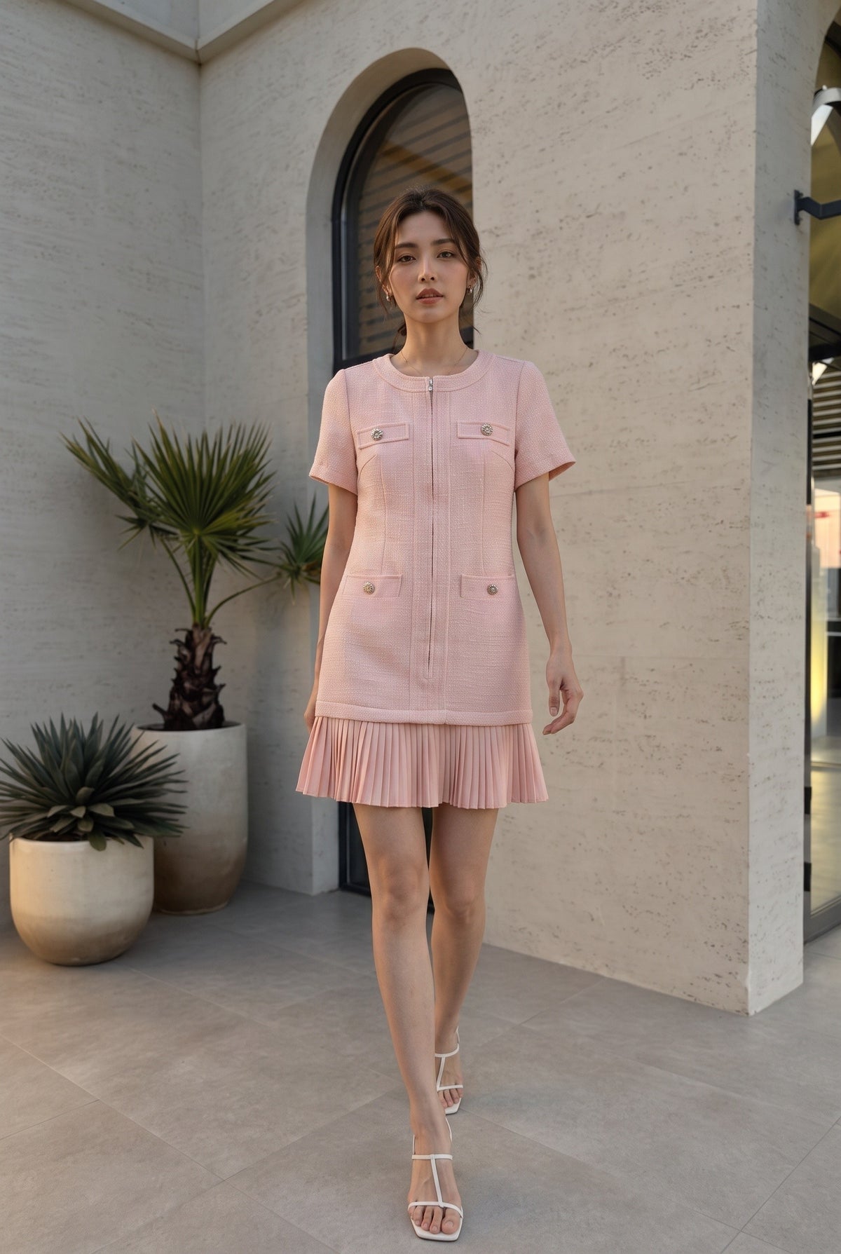 Mia Pleated Hem Short Dress