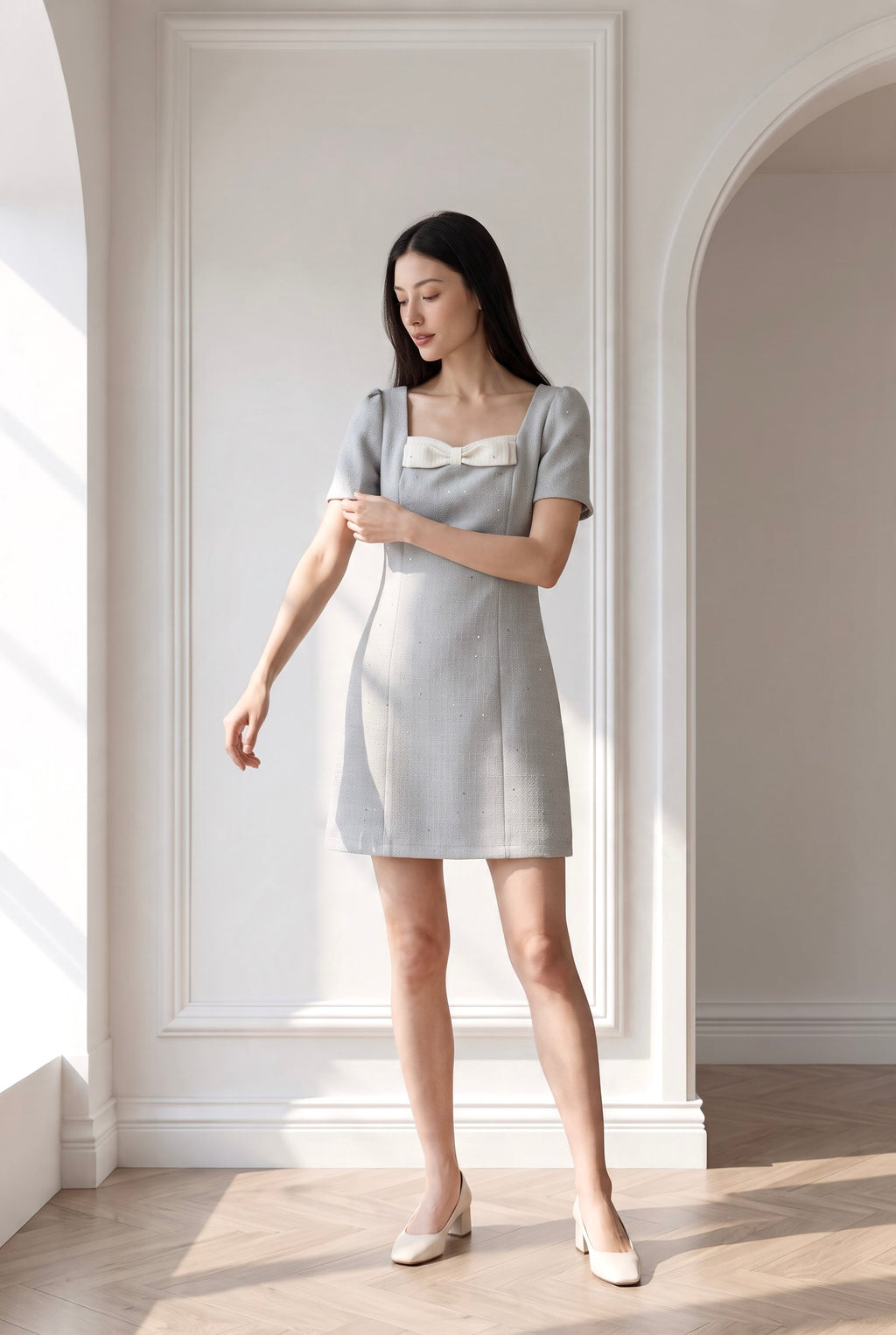Macy Elegant Bow Short Dress