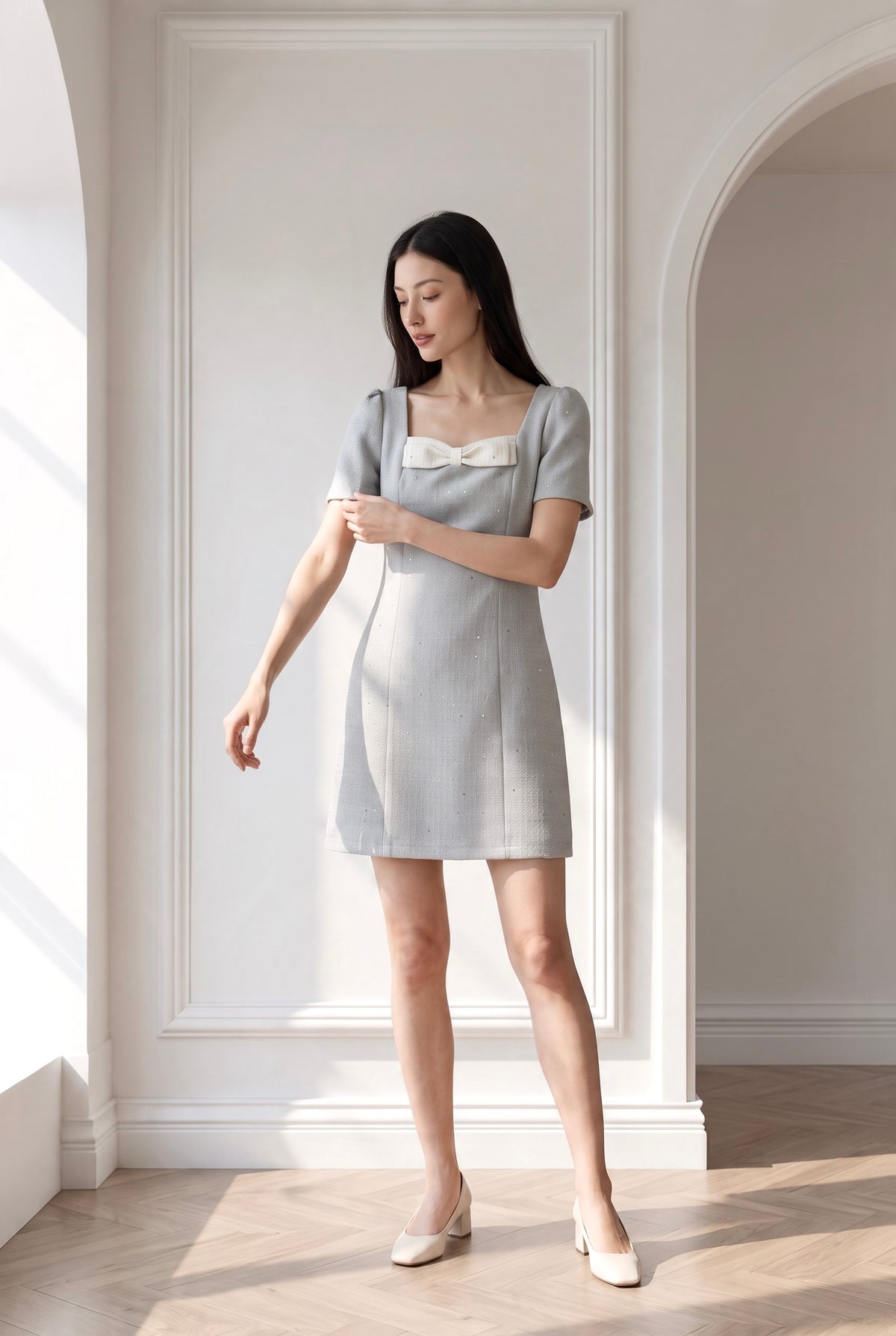 Macy Elegant Bow Short Dress