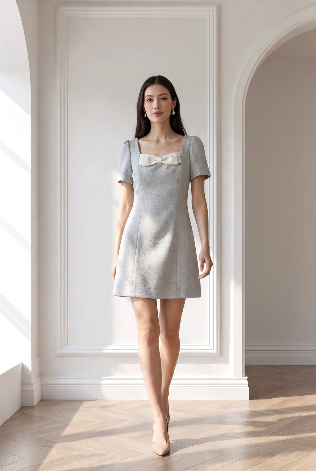 Macy Elegant Bow Short Dress