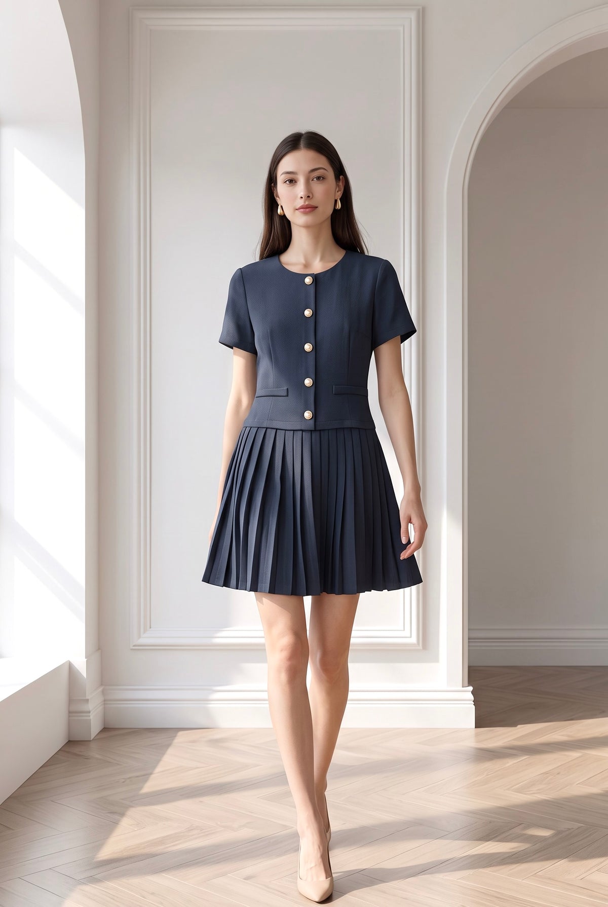 Macy Pleated Short Dress