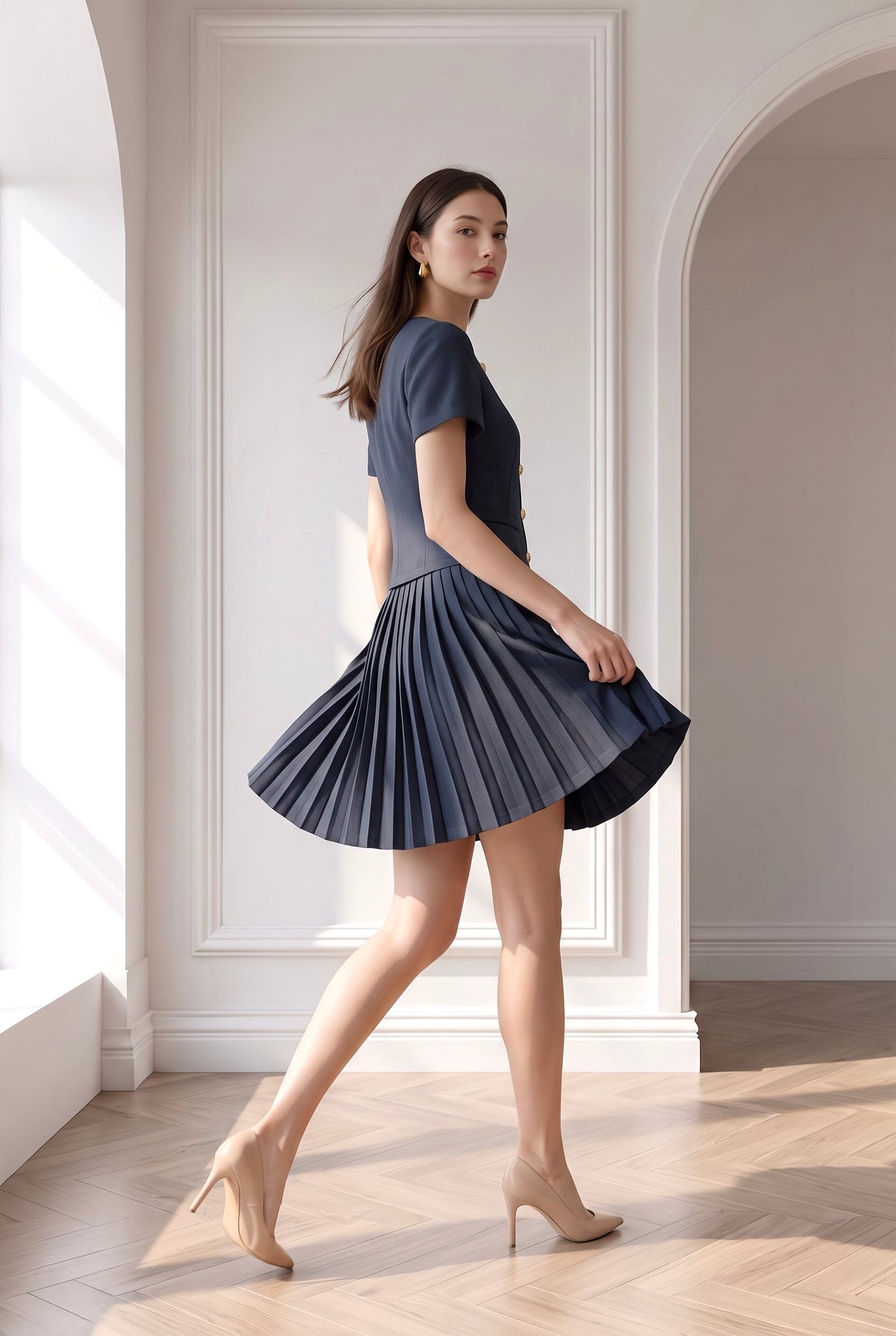 Macy Pleated Short Dress