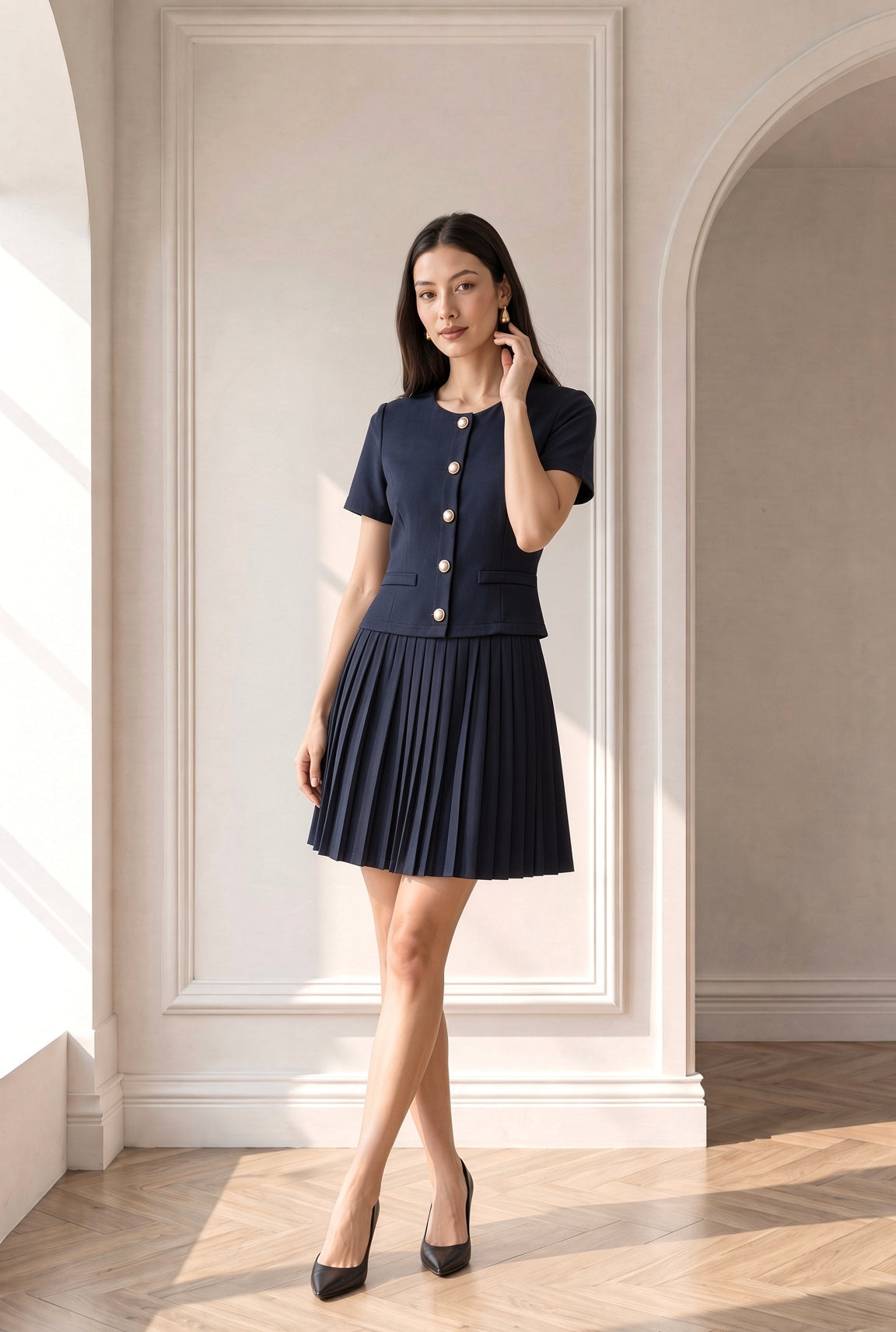 Macy Pleated Short Dress