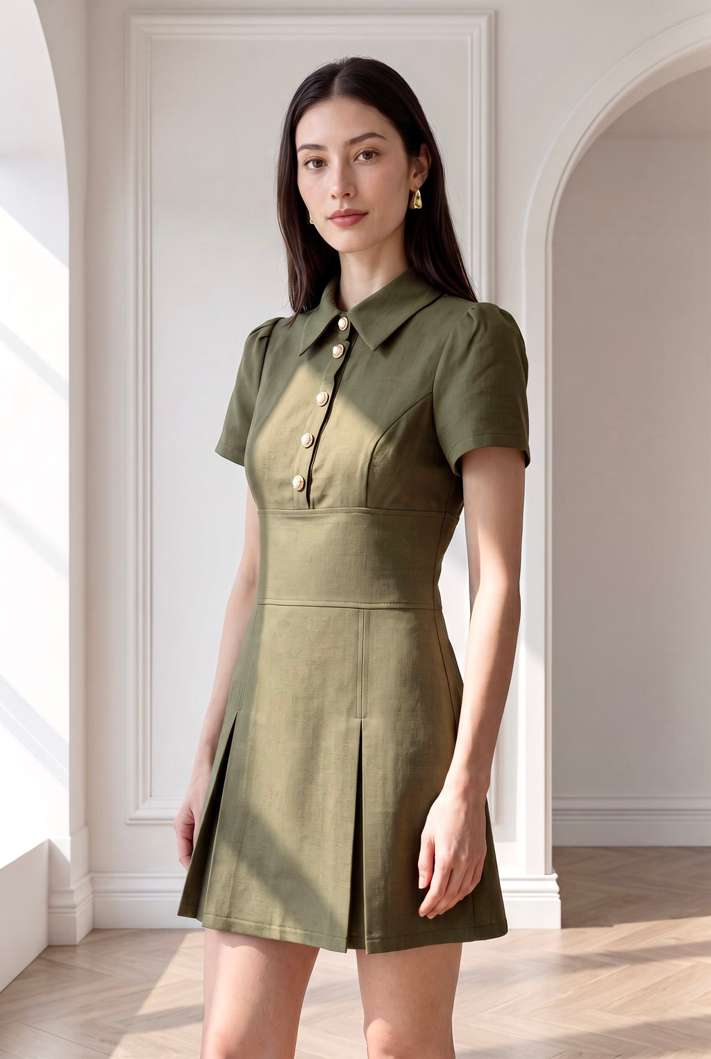 Macy Tailored Pleated Short Dress