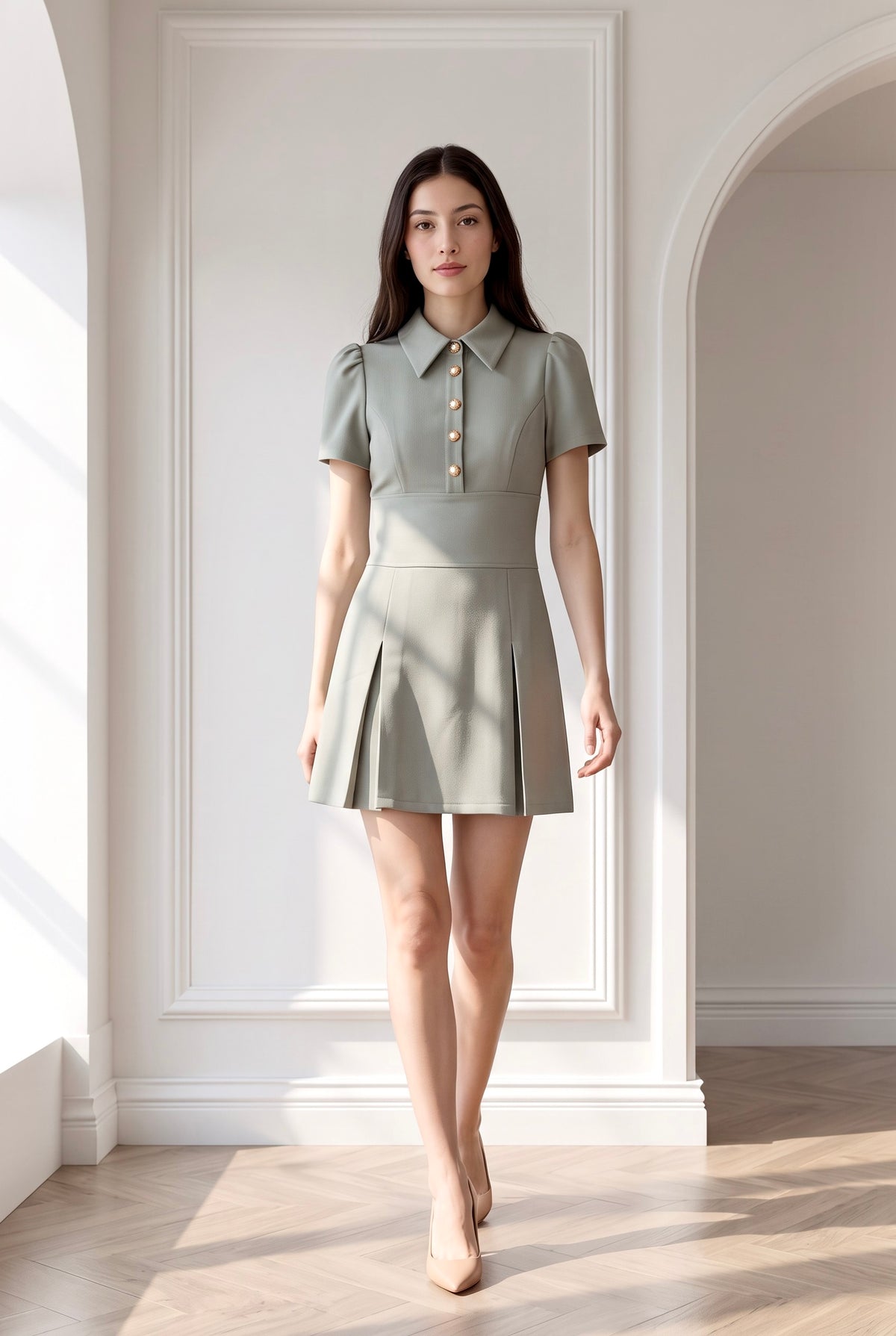 Macy Tailored Pleated Short Dress