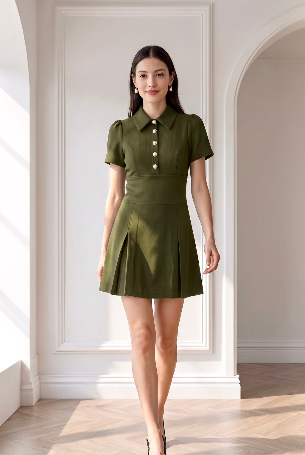 Macy Tailored Pleated Short Dress