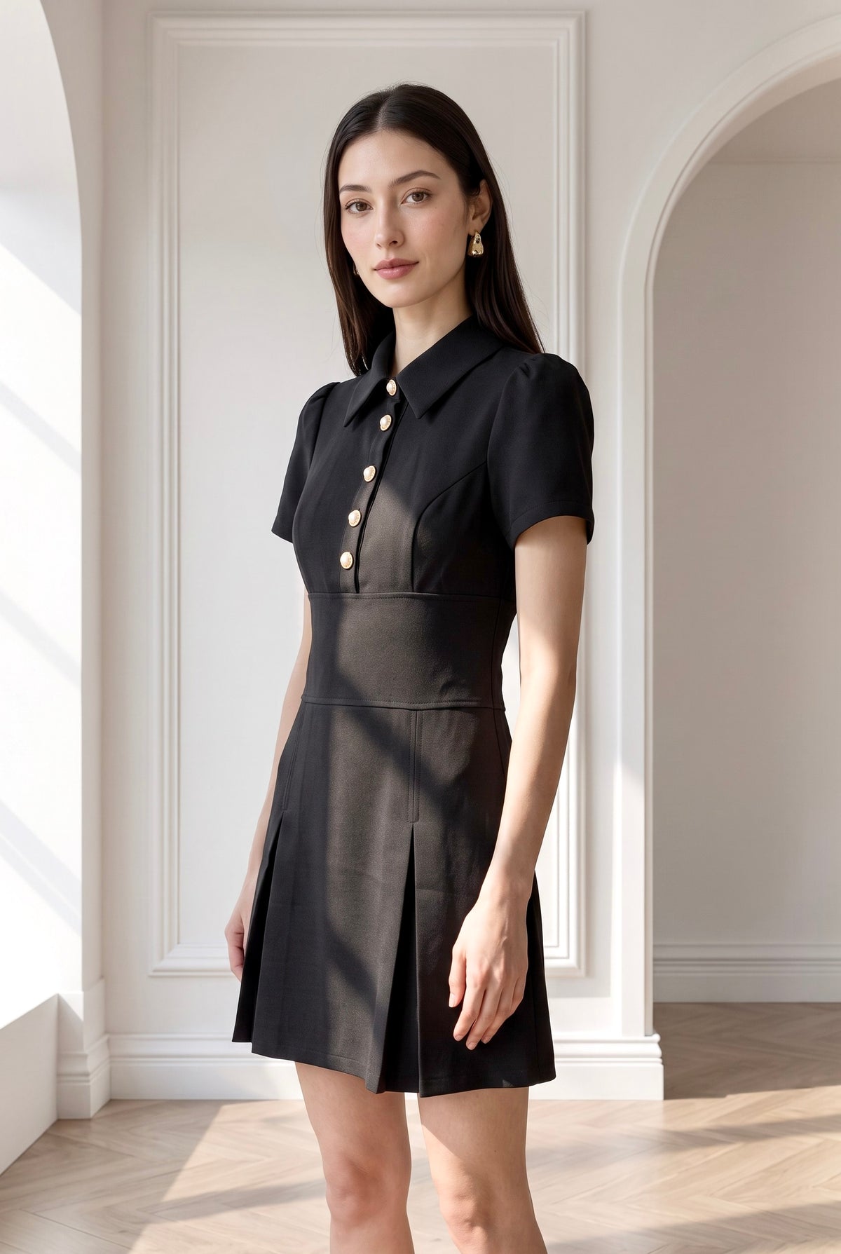 Macy Tailored Pleated Short Dress