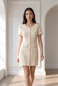 Macy Bow Textured Short Dress