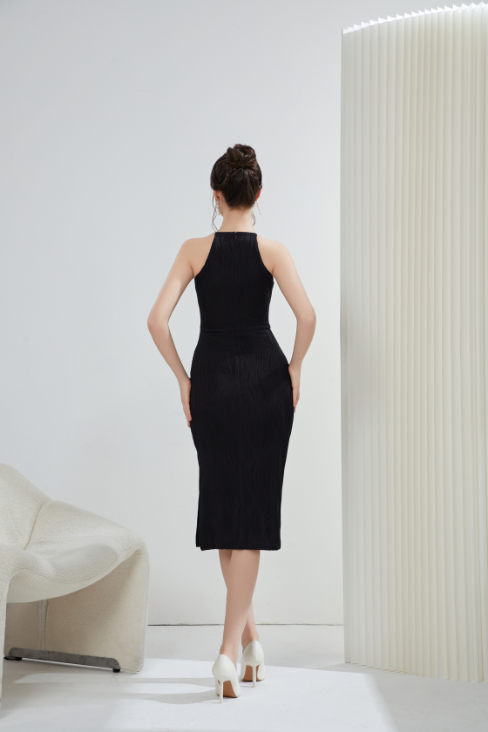 Angela Pearl Halter Midi Dress