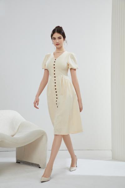 Angela Vintage Linen Midi Dress