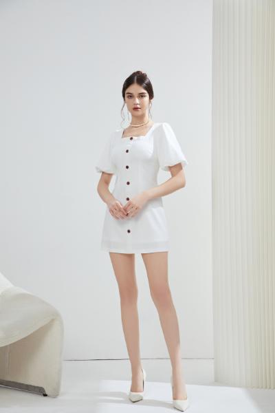 Angela Retro Linen Short Dress