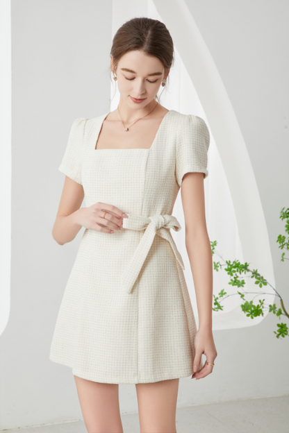 Liza Tweed Waffle Knit Short Dress