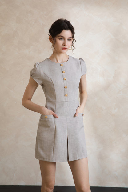 Elise Linen British Short Dress