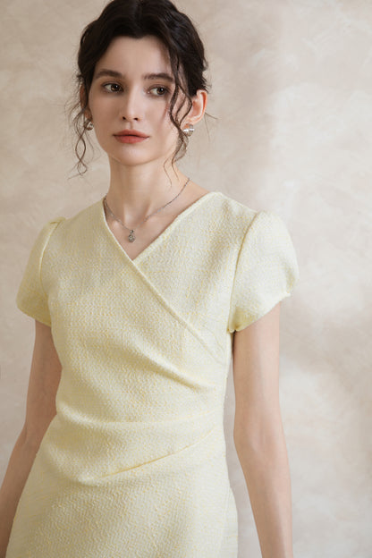 Elise Tweed V Neck Short Dress