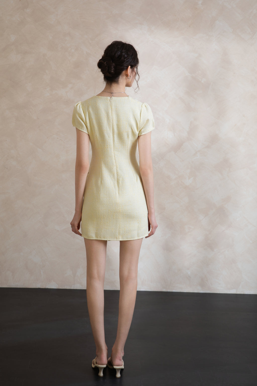 Elise Tweed V Neck Short Dress