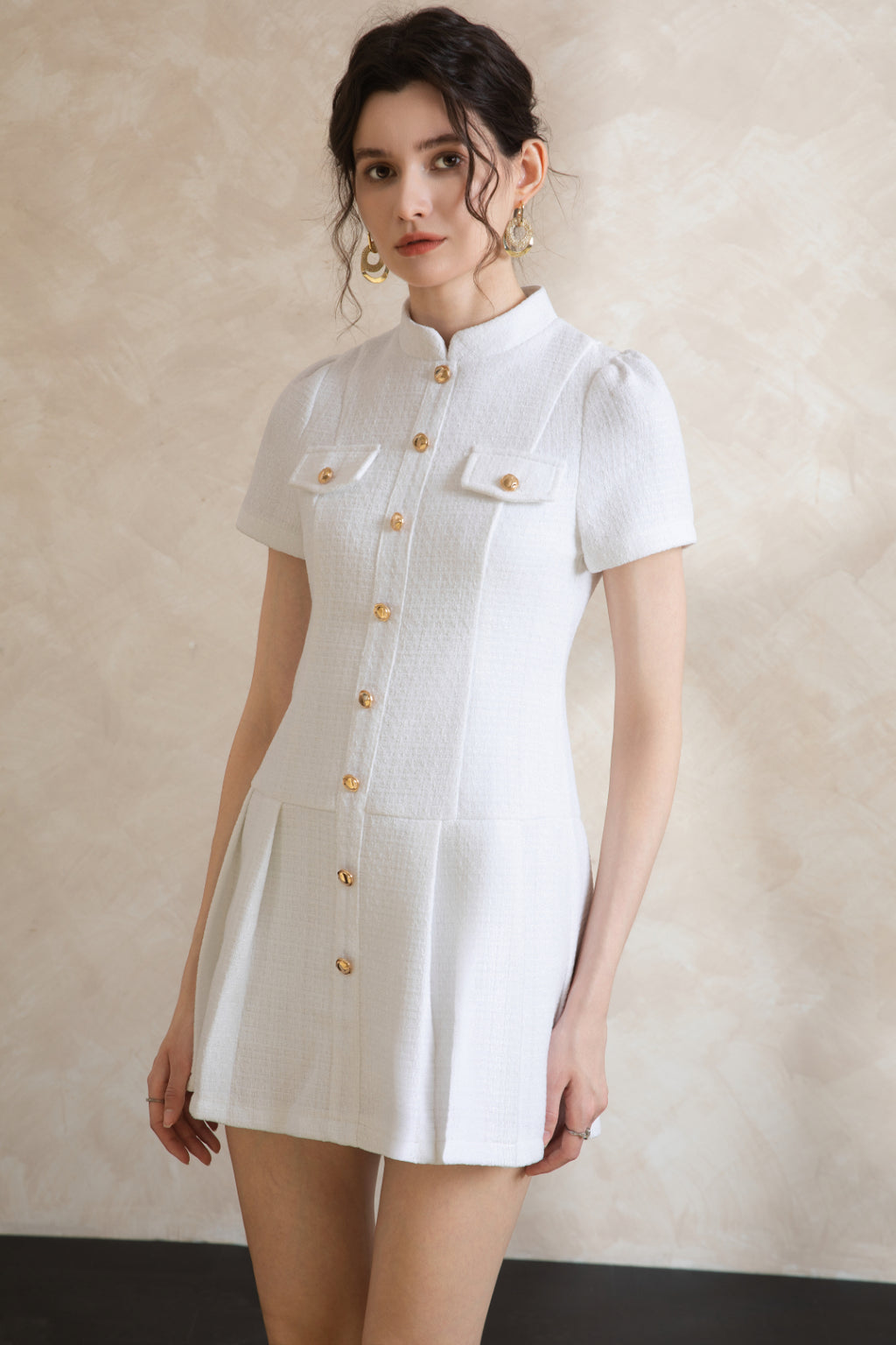 Elise Button Short Dress