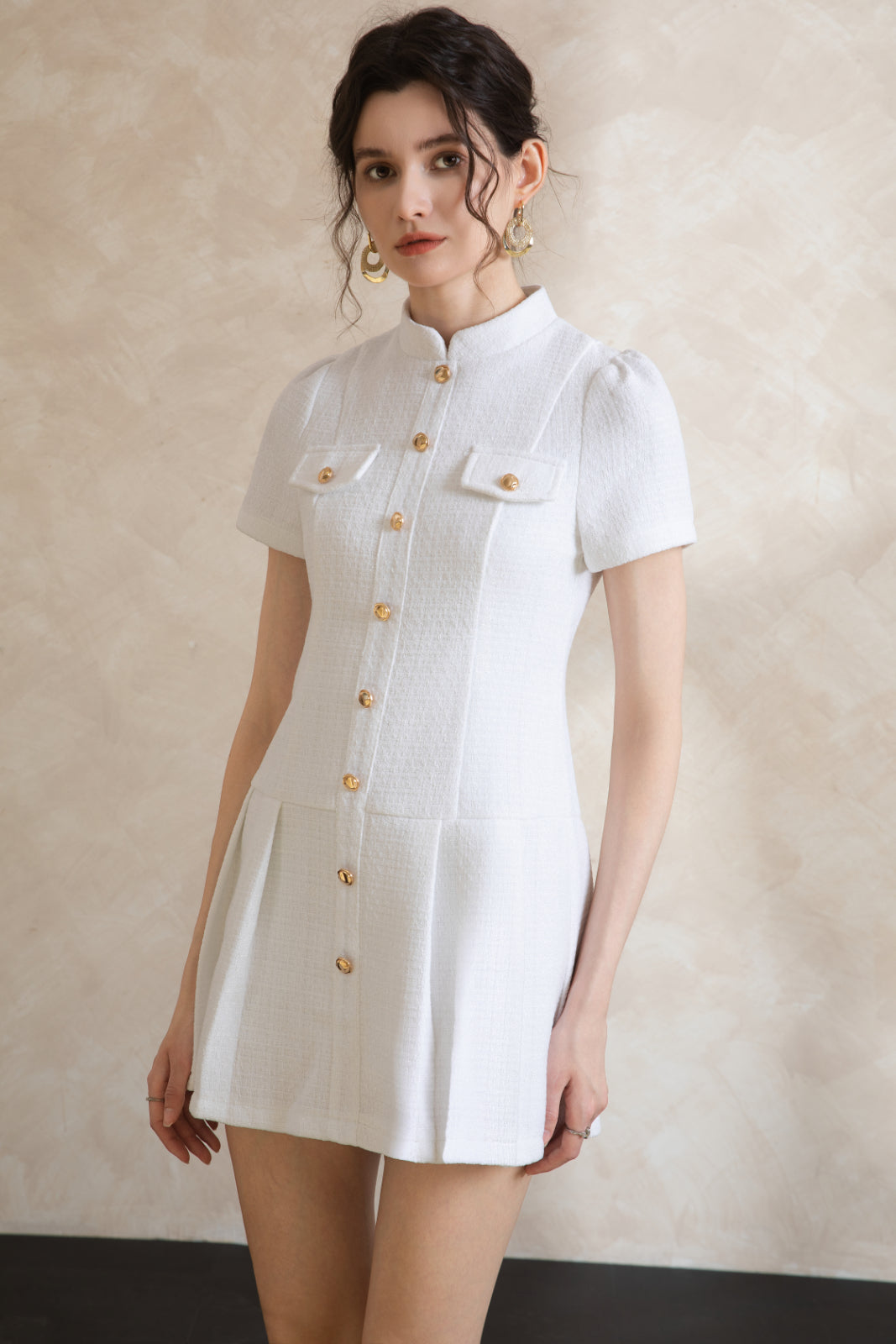 Elise Button Short Dress