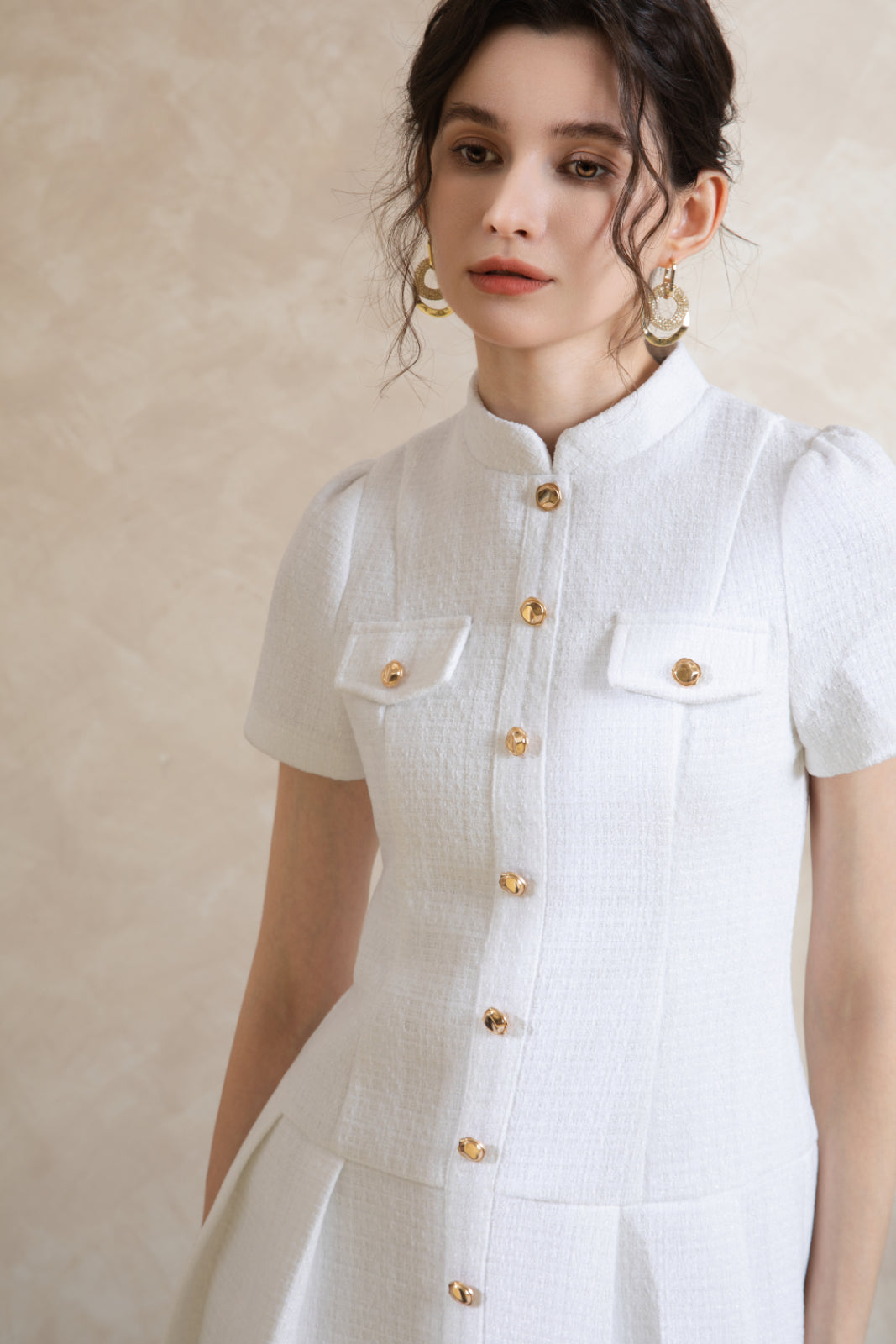 Elise Button Short Dress