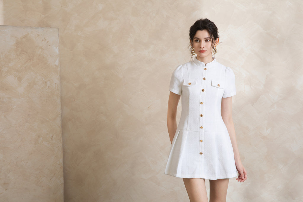 Elise Button Short Dress
