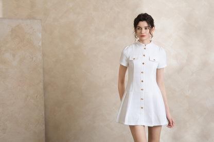 Elise Button Short Dress