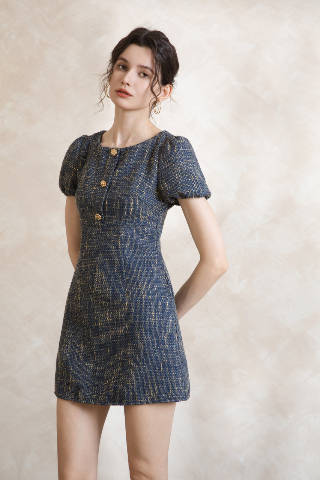 Elise British Tweed Short Dress