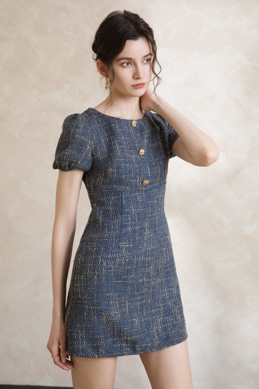 Elise British Tweed Short Dress