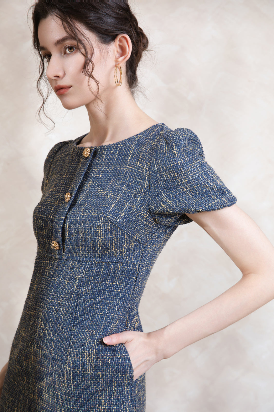 Elise British Tweed Short Dress
