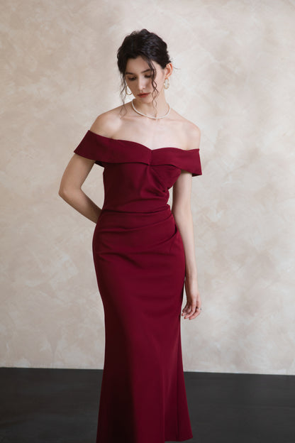 Elise Off Shoulder Padded Maxi Dress