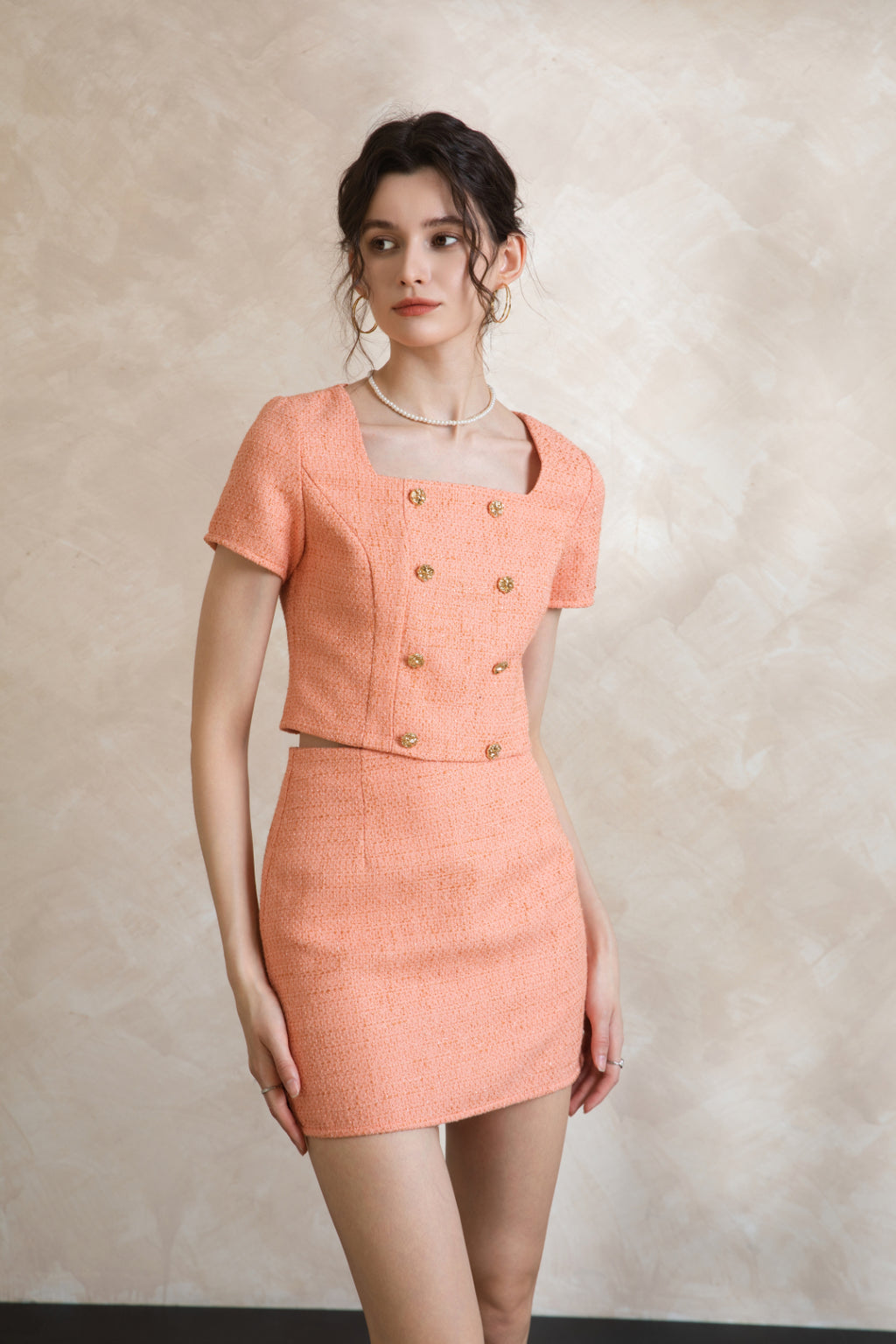 Elise Button Tweed Set Wear