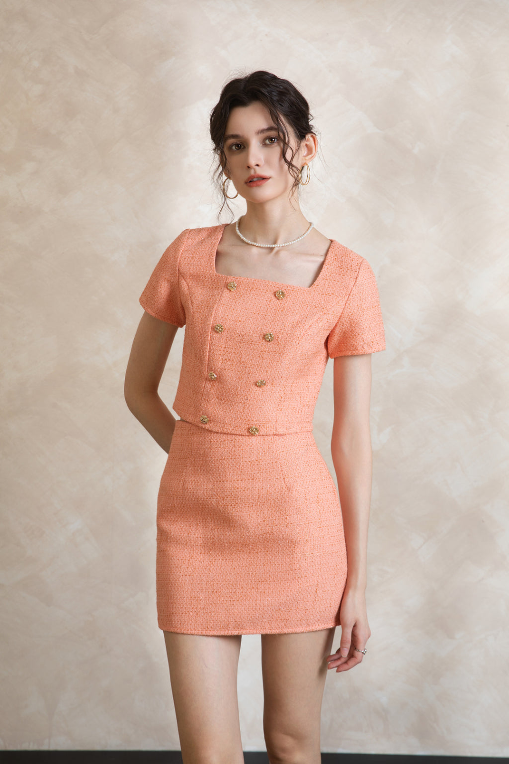 Elise Button Tweed Set Wear
