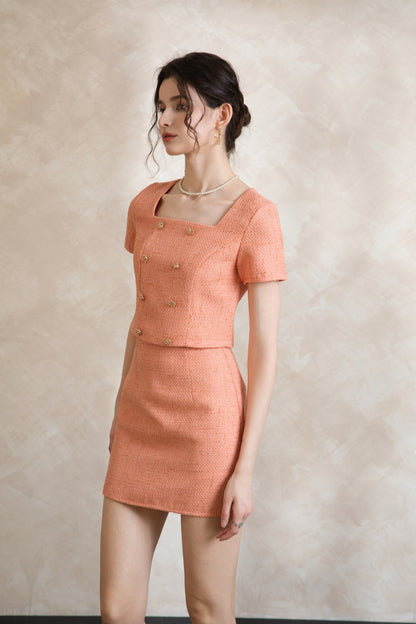 Elise Button Tweed Set Wear