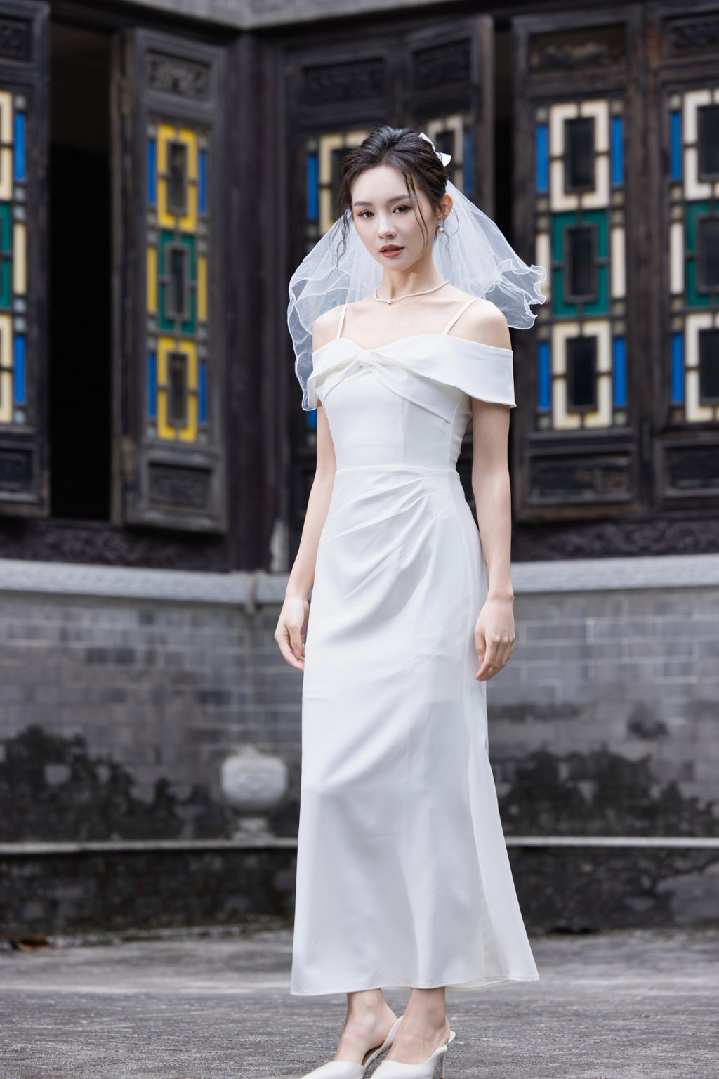Jin Yuè Ribbon Ruched Maxi Dress