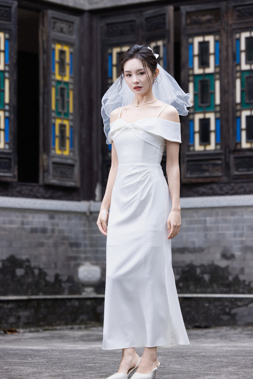 Jin Yuè Ribbon Ruched Maxi Dress