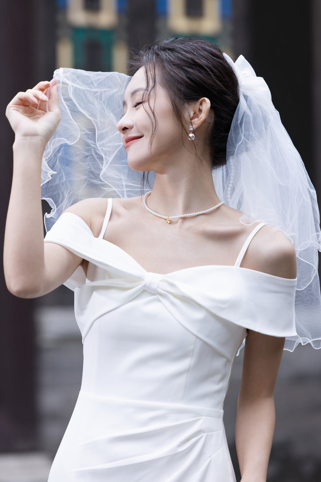 Jin Yuè Ribbon Ruched Maxi Dress